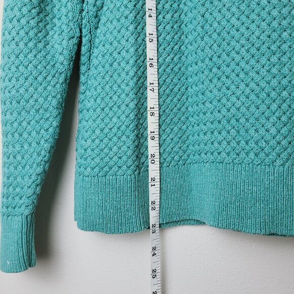 LL Bean Basketweave Boatneck Sweater Teal Green 100% Cotton Women's size XL Peti - Picture 2 of 7